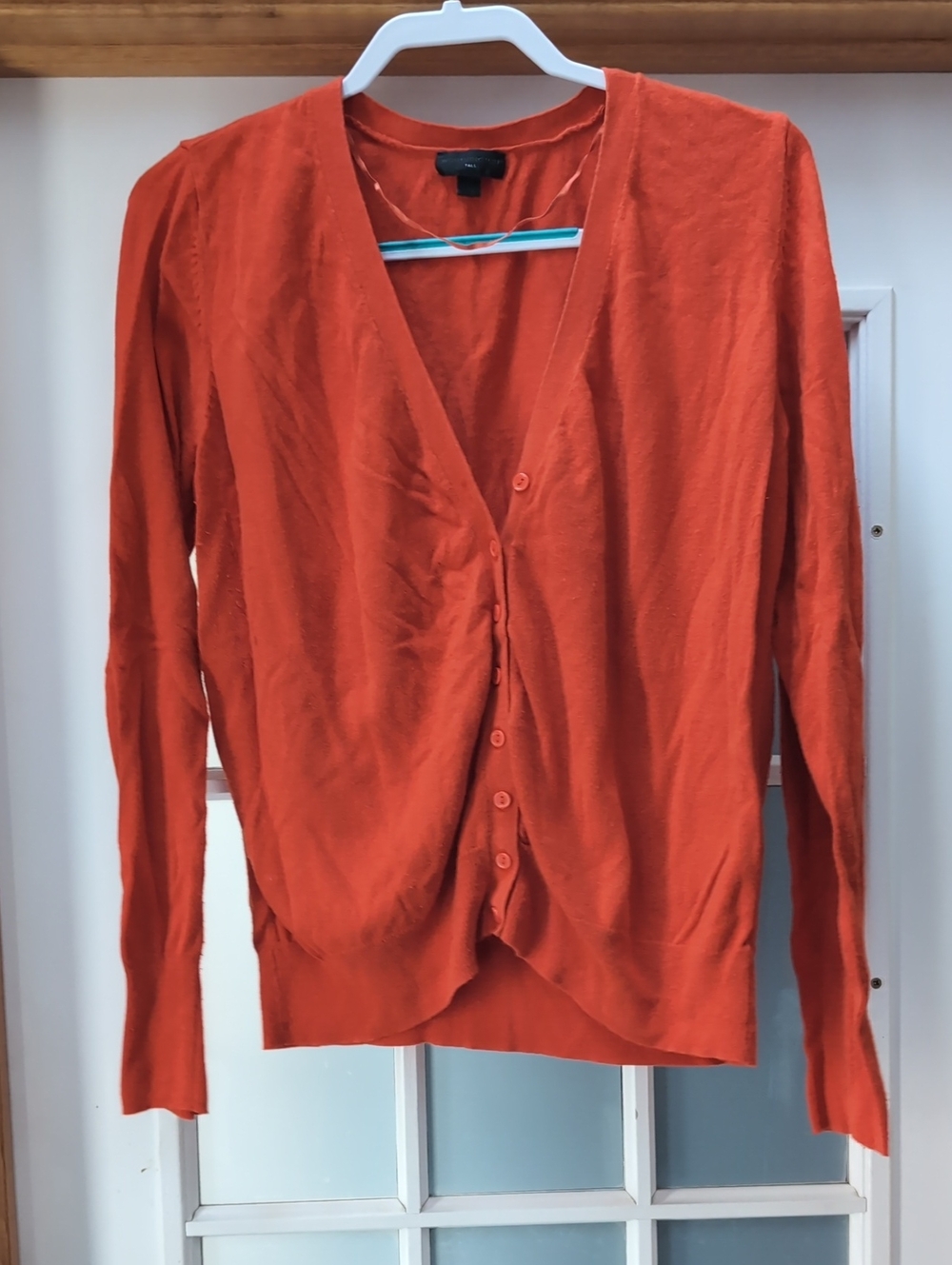 Worthington Orange Button-Up V-Neck Cardigan